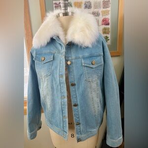 Peri Luxe Genuine Fox fur lined denim jacket